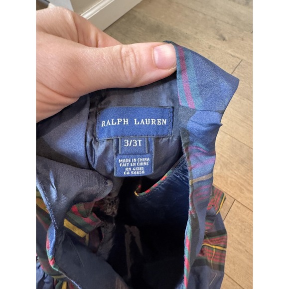 Ralph Lauren Dress Girls 3T Blue Red Tartan Plaid Sleeveless Party‎ Holiday - Picture 4 of 5